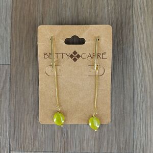 Betty Carre Womens Gold-Tone Lime Green Stone Dangle Drop Chain‎ Earrings